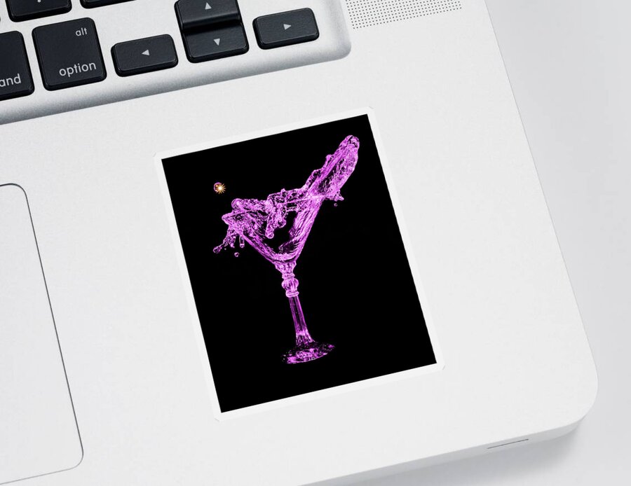 Martini Sticker featuring the photograph Neon Pink Martini Splash Frozen in Time by Rob Green