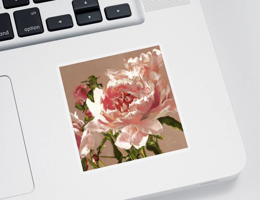 Pink Peony Sticker featuring the painting Pink Peony by Roxanne Dyer