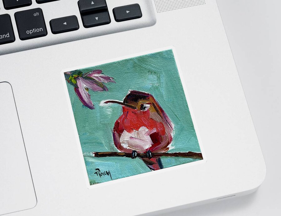 Hummingbird Sticker featuring the painting Pink Throat Hummingbird by Roxy Rich