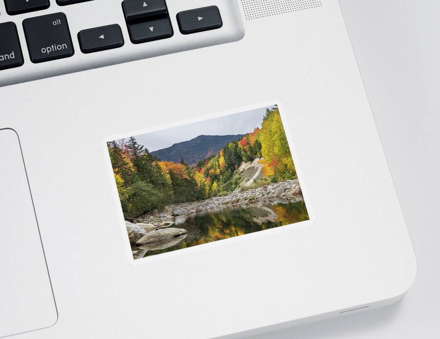 Pinkham Sticker featuring the photograph Pinkham Peabody Autumn Reflections by White Mountain Images
