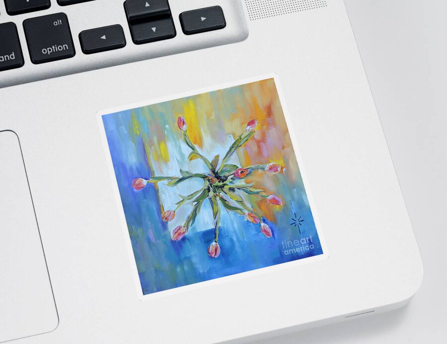 Floral Sticker featuring the painting Pinwheel of Tulips by Jodie Marie Anne Richardson Traugott     aka jm-ART