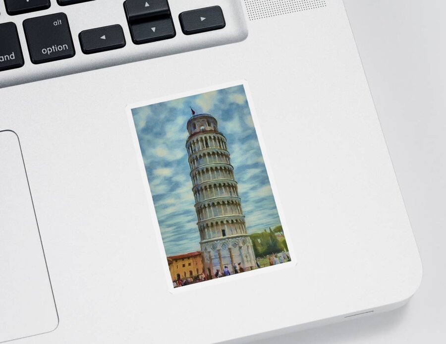 Leaning Sticker featuring the painting Pisa by Jeffrey Kolker
