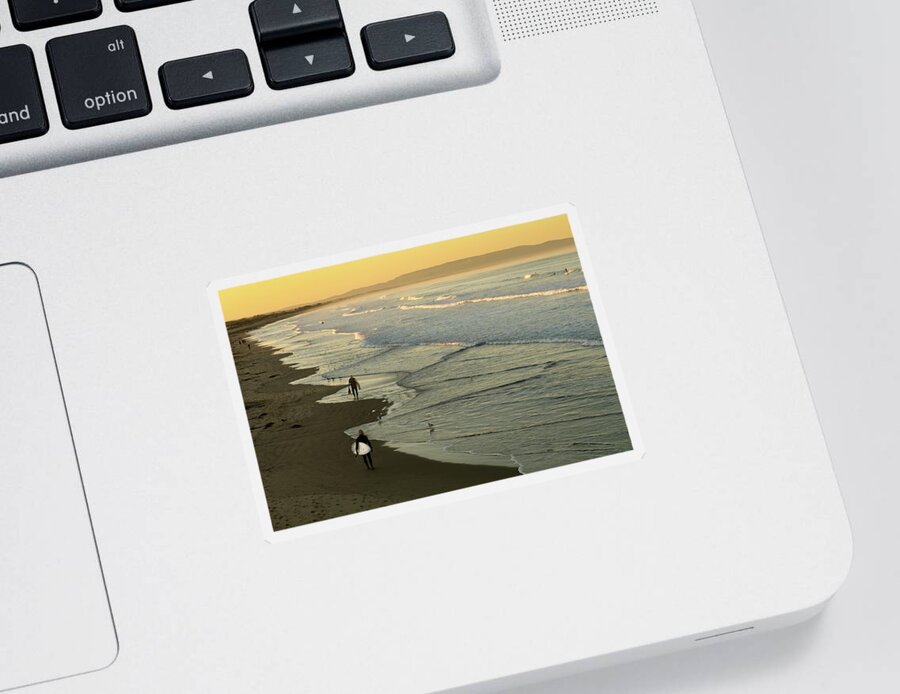 Pismo Sticker featuring the photograph Pismo Sunrise Surfing by Dr Janine Williams