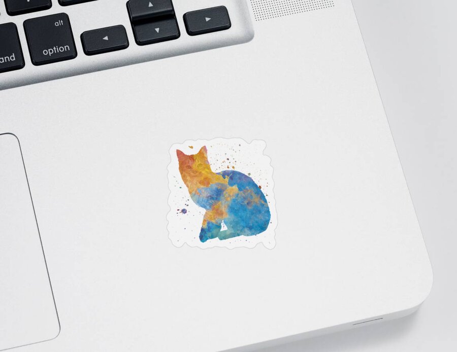 Cat Sticker featuring the digital art Pixie bob cat in watercolor by Pablo Romero