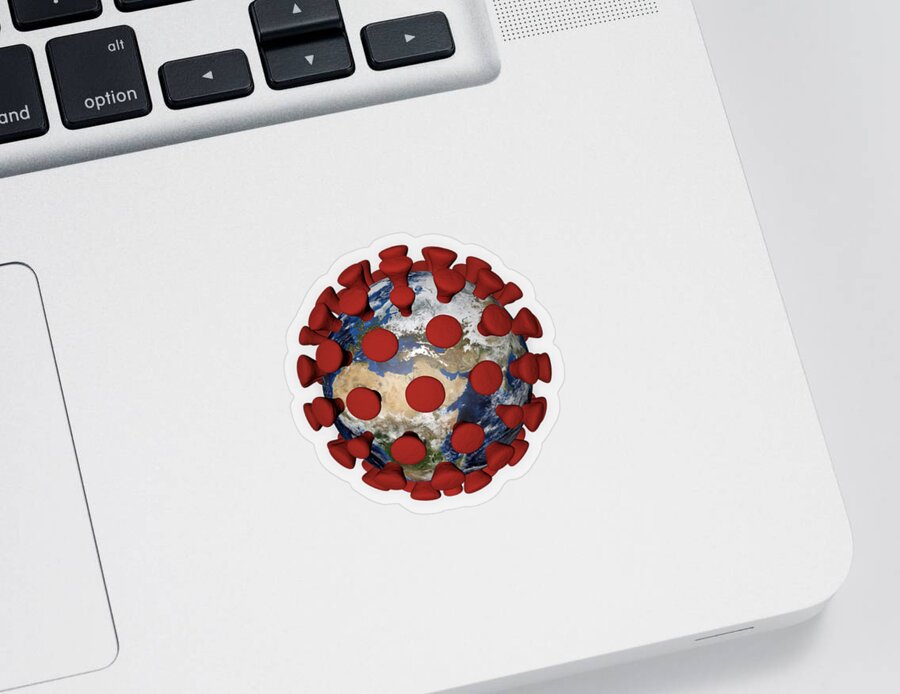 Virus Sticker featuring the digital art Planet Earth covered with virus by Michal Boubin