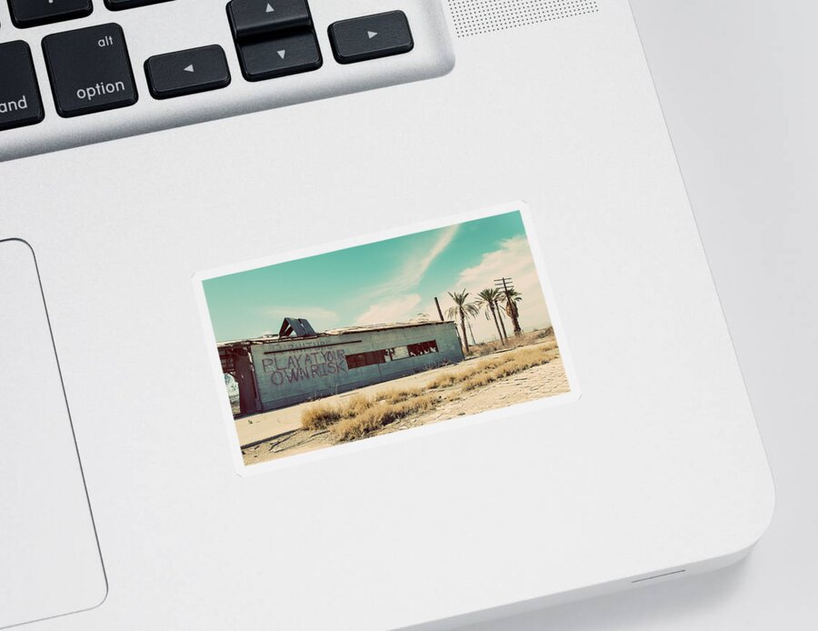 Bombay Beach Sticker featuring the photograph Play At Your Own Risk by Carmen Kern