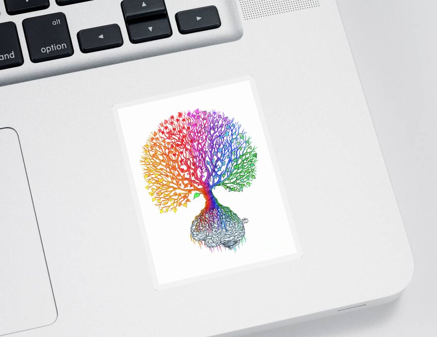 Tree Sticker featuring the drawing Plot Twist by Baruska A Michalcikova