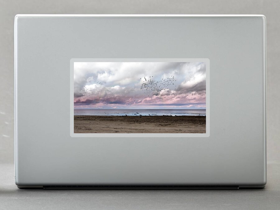 Photography #nature Photography #seascape Photography #tranquility#serenity On The Beach #calm Sea #pink Clouds #poetic Feeling #melancholy Vibes #autumn Mood #after Storm Sticker featuring the photograph Poetic Beach Vibes Jurmala by Aleksandrs Drozdovs