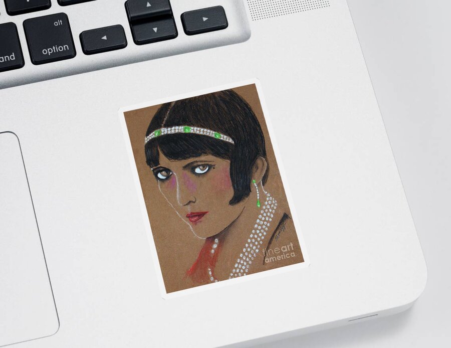 Pola Negri Sticker featuring the drawing Pola Negri by Jayne Somogy