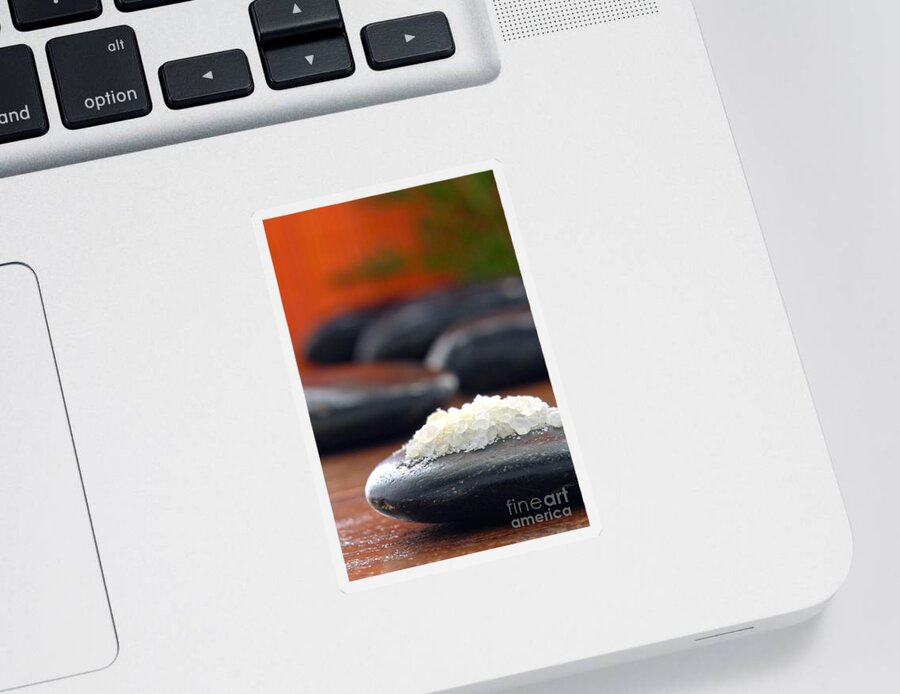 Bath Sticker featuring the photograph Polished Stone with Bath Salt in a Spa by Olivier Le Queinec