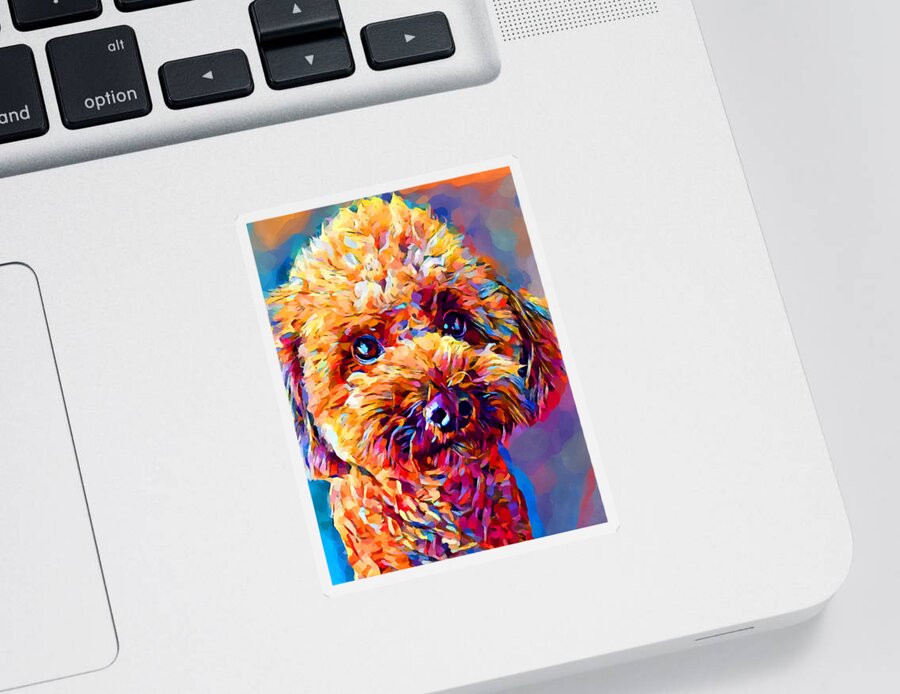 Dog Sticker featuring the painting Poodle 2 by Chris Butler