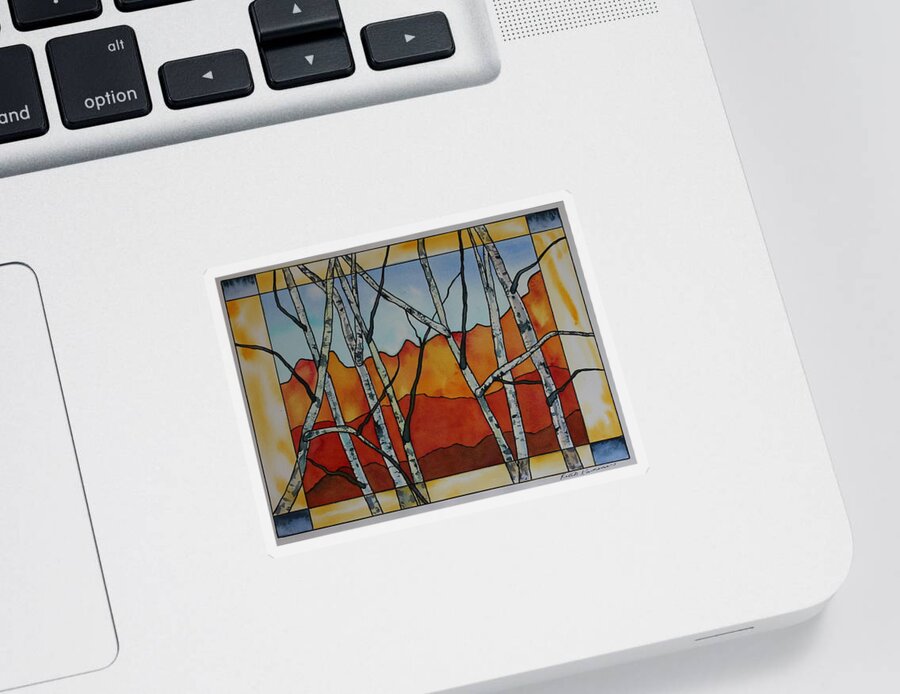 Trees Sticker featuring the painting Poplar Grove by Ruth Kamenev