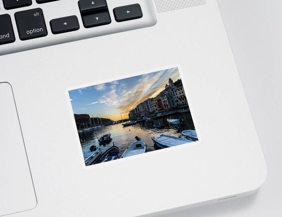 Porto Venere Sticker featuring the photograph Porto Venere at sunset by Fabiano Di Paolo