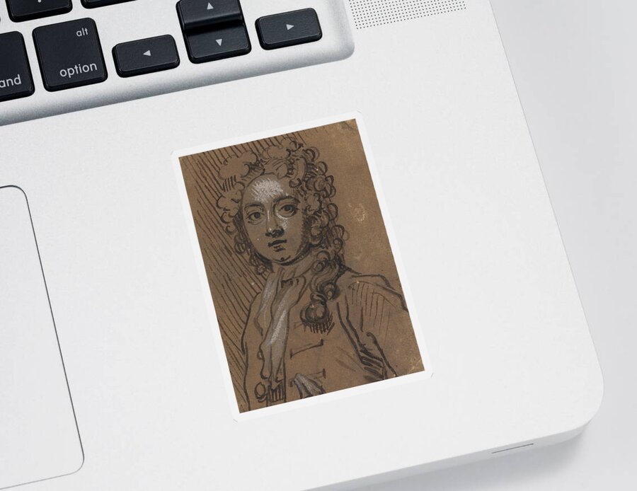 18th Century Art Sticker featuring the drawing Portrait Bust of a Man in Full-Length Wig by Sir James Thornhill