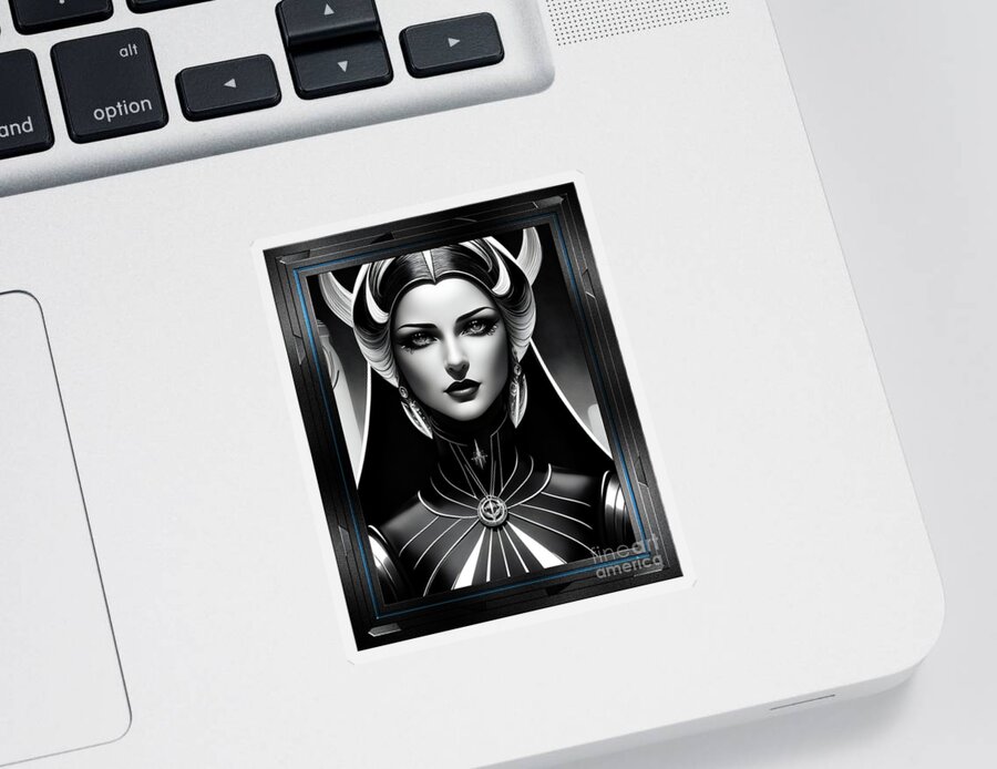 Empress Alestra Sticker featuring the painting Portrait Of Empress Alestra Of The Delkan Empire Alluring AI Concept Art by Xzendor7 by Xzendor7