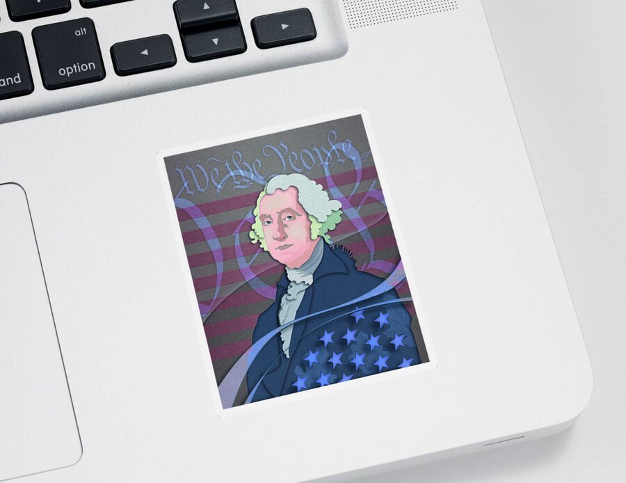 George Washington Sticker featuring the digital art Portrait of George Washington by Garth Glazier