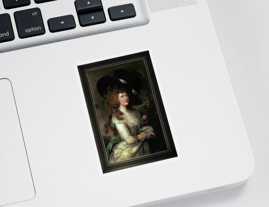Portrait Of Georgiana Sticker featuring the painting Portrait of Georgiana, Duchess of Devonshire by Thomas Gainsborough by Rolando Burbon