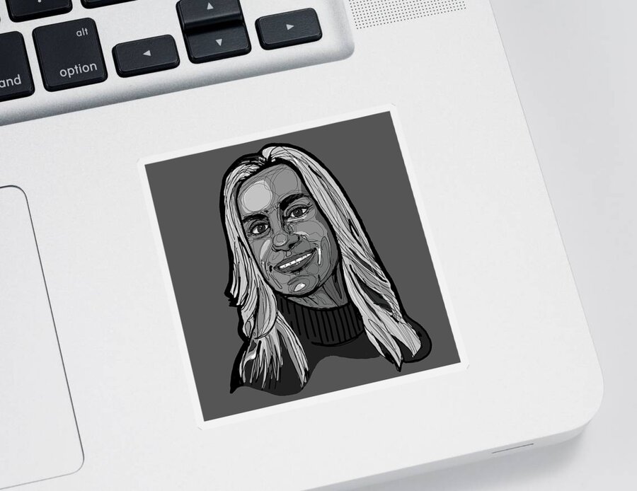 Digital Sticker featuring the digital art Portrait of Jill by Creative Spirit