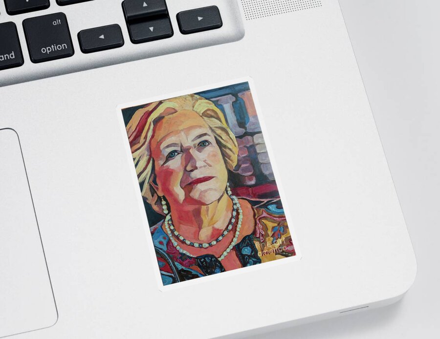 Portrait Of My Mother On Her 50th Wedding Aniversary Sticker featuring the painting Portrait of my Mother by Pablo Avanzini