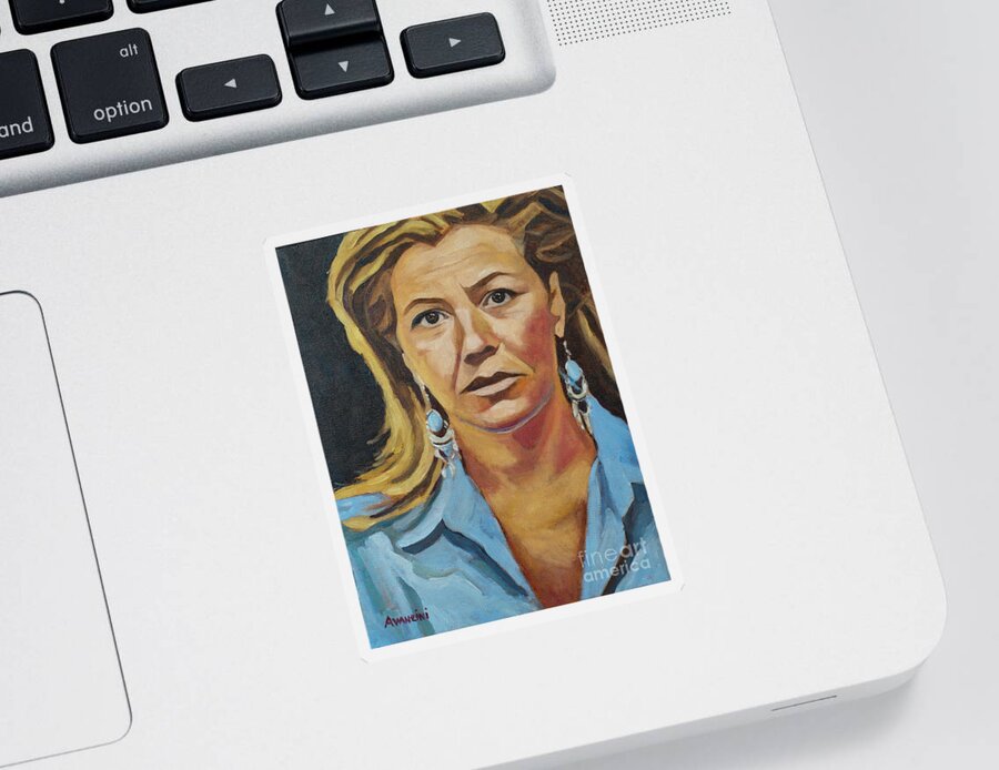 Oil Sticker featuring the painting Portrait of my wife by Pablo Avanzini