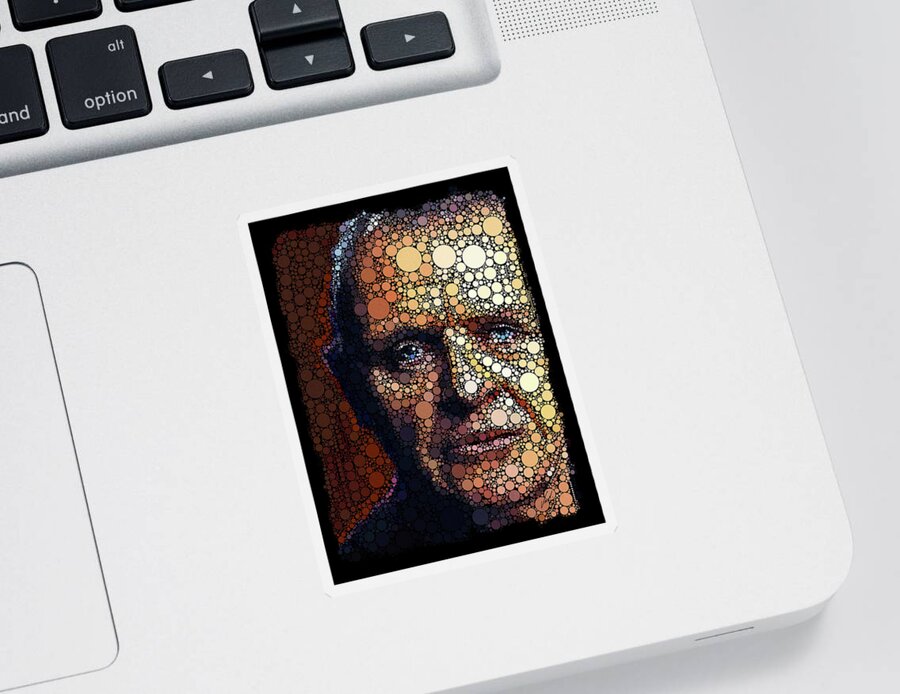 Portrait Sticker featuring the painting Portrait of the actor - Anthony Hopkins by Vart by Vart