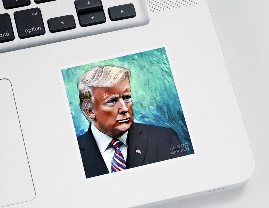 Political Art Sticker featuring the digital art Portrait President Donald J Trump by Stacey Mayer