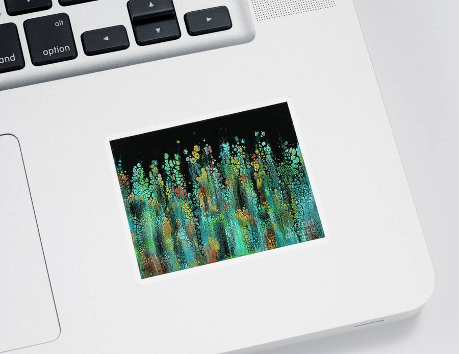 Abstract Sticker featuring the painting Poseidon's Garden by Lucy Arnold