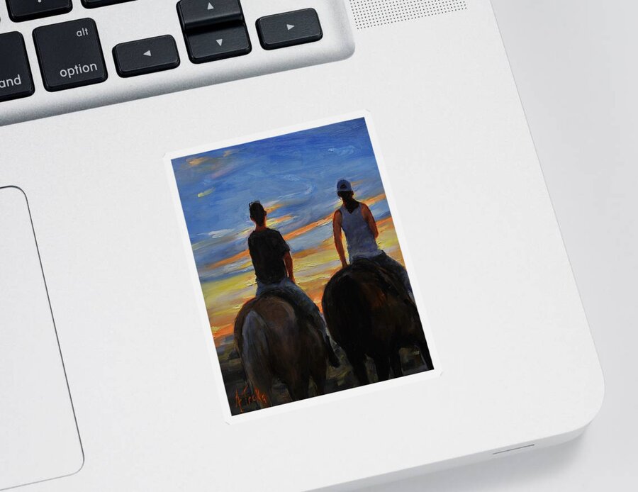 Horses Sticker featuring the painting Prairie Girls by Ashlee Trcka