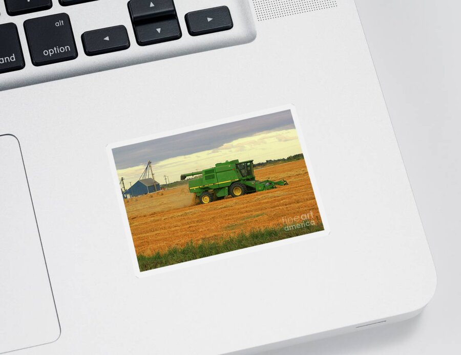 John Deere Sticker featuring the photograph Prairie Harvester by Mary Mikawoz