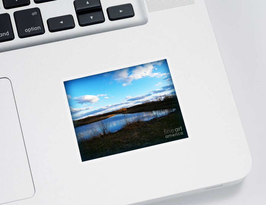 Nature Sticker featuring the photograph Prairie Lake Golden Hour Reflection by Frank J Casella