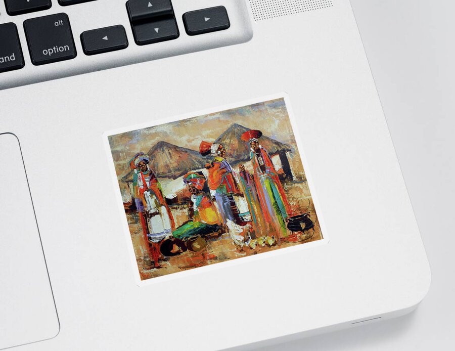 Nni Sticker featuring the painting Preparing The Feast by Ndabuko Ntuli
