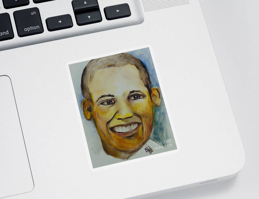 Politics Sticker featuring the painting President Barack Obama by Saundra Johnson