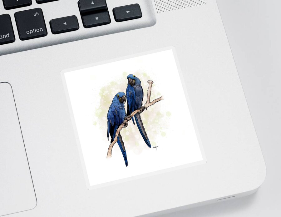 Parrot Sticker featuring the digital art Pretty Birds by Tom Gehrke