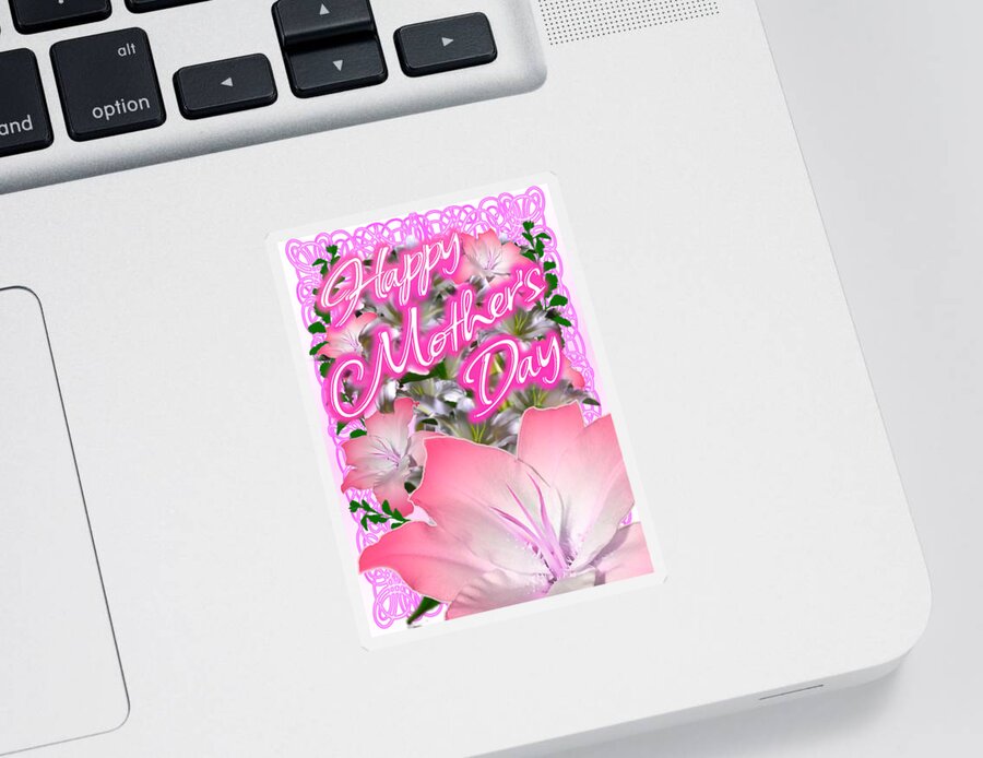 Pretty Sticker featuring the digital art Pretty Pink Mother's Day Cards by Delynn Addams