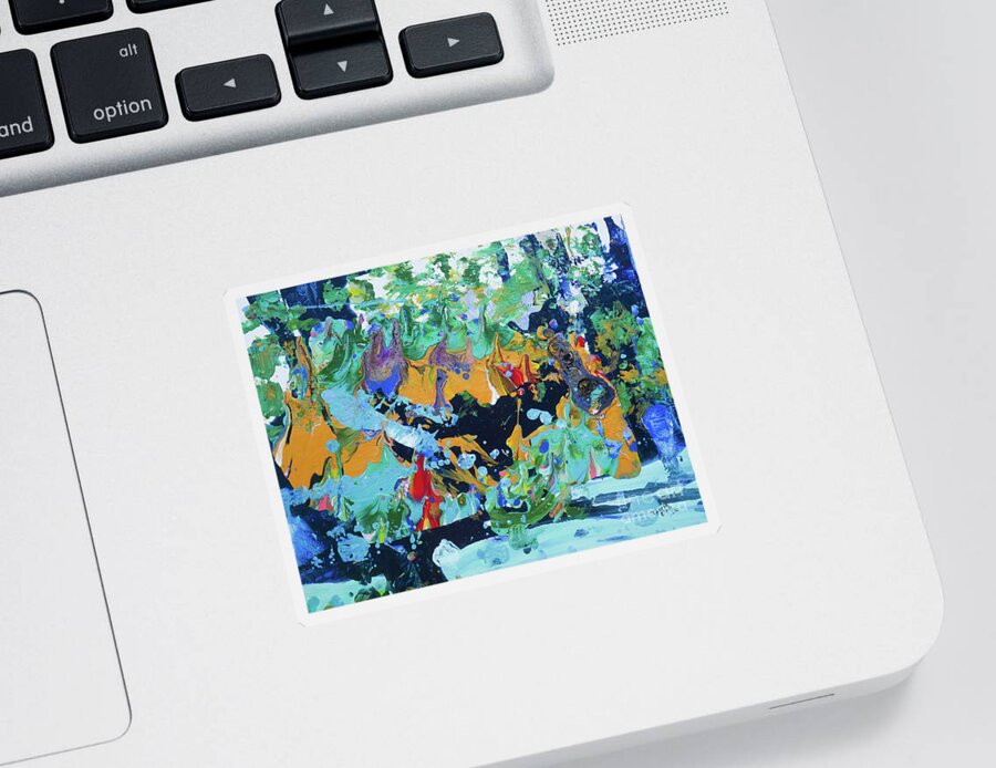Primordial Sticker featuring the painting Primordial Forest by Tessa Evette