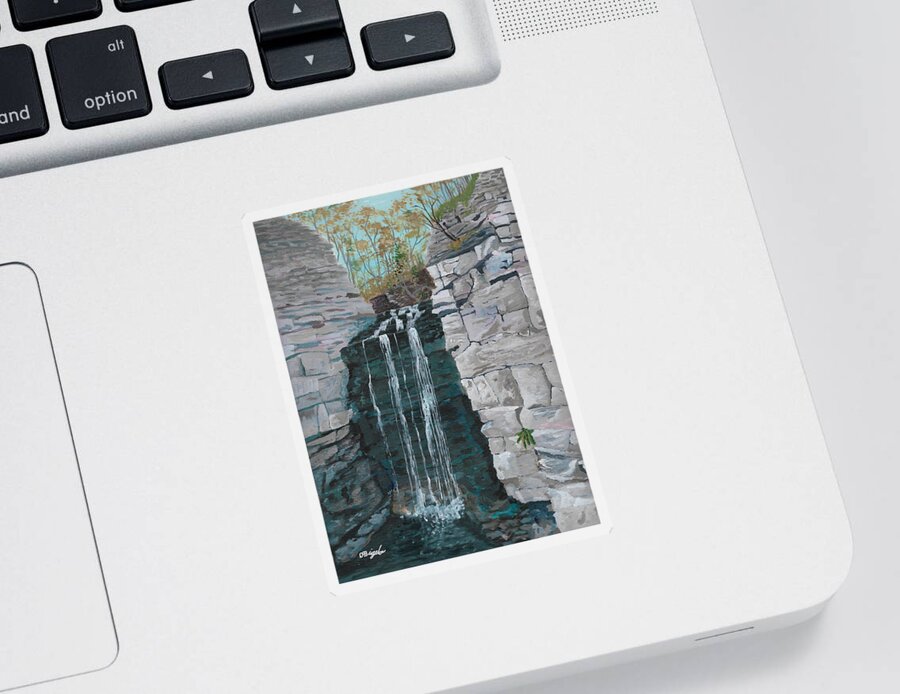 Nature Sticker featuring the painting Princess Falls by David Bigelow