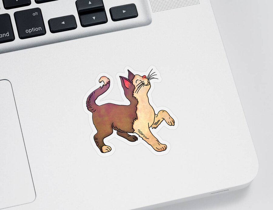 Kitty Sticker featuring the digital art Proud Little Kitten by John Haldane