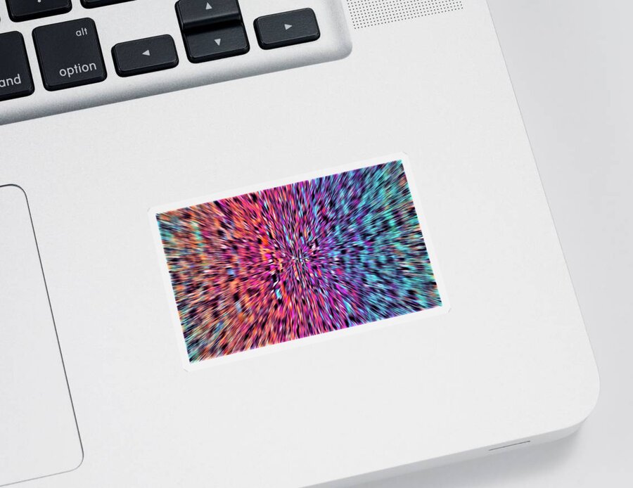 Abstract Sticker featuring the digital art Psychedelic - Trippy Optical Illusion by Ronald Mills