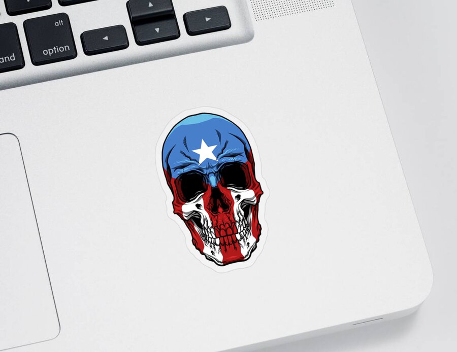 Puerto Rico Sticker featuring the digital art Puerto Rico Skull Boricua Pride Puerto Rican by Mister Tee