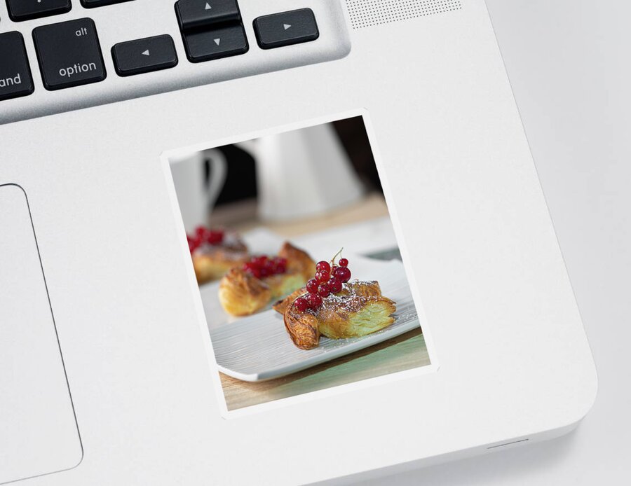 Pastry Sticker featuring the photograph Puff Pastry with Red Currant Art Photo by Lily Malor