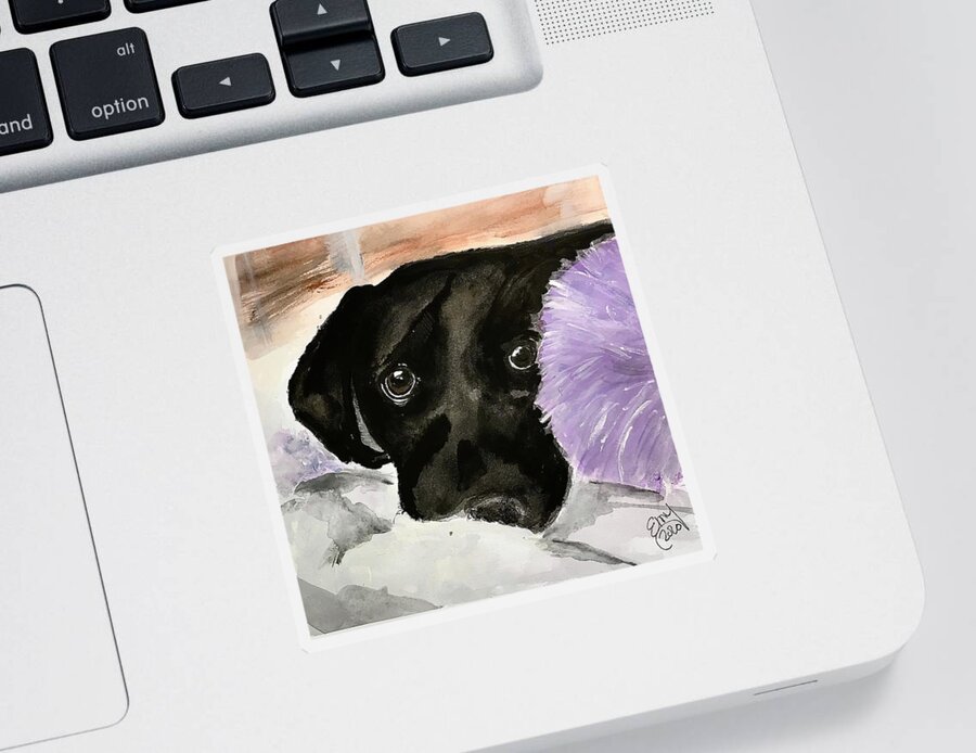 Puppy Sticker featuring the painting Sweet Mila by Eileen Backman