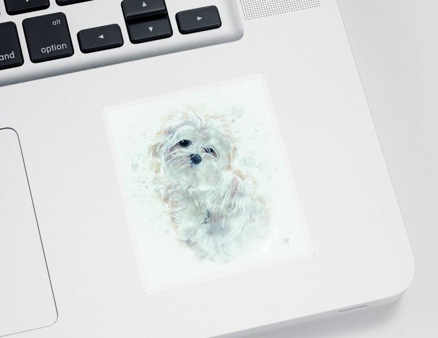 Animal Sticker featuring the digital art Puppy Love by Lois Bryan