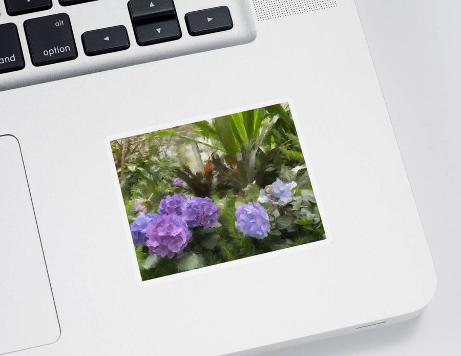 Flowers Sticker featuring the painting Purple and Blue Hydrangeas by Gary Arnold