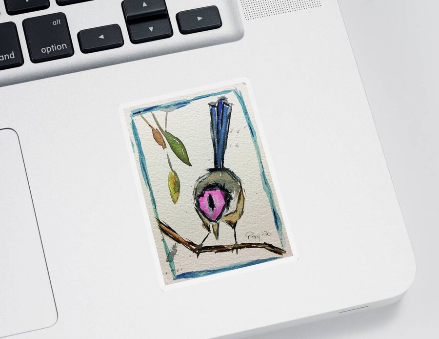 Grand Tit Sticker featuring the painting Purple Crowned Fairy Wren by Roxy Rich