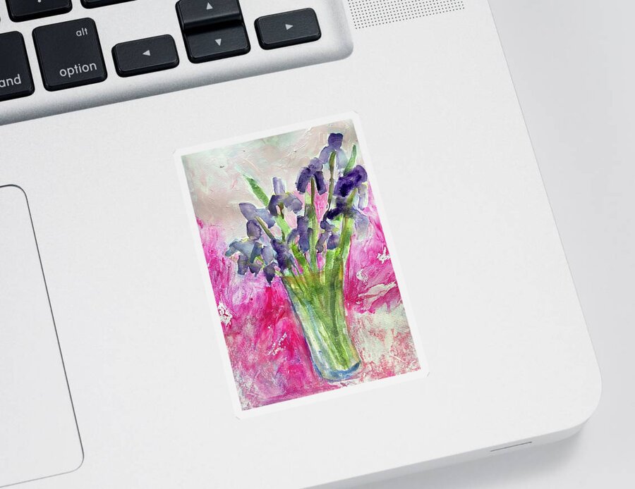 Iris Sticker featuring the painting Purple Hearts by Sherry Harradence
