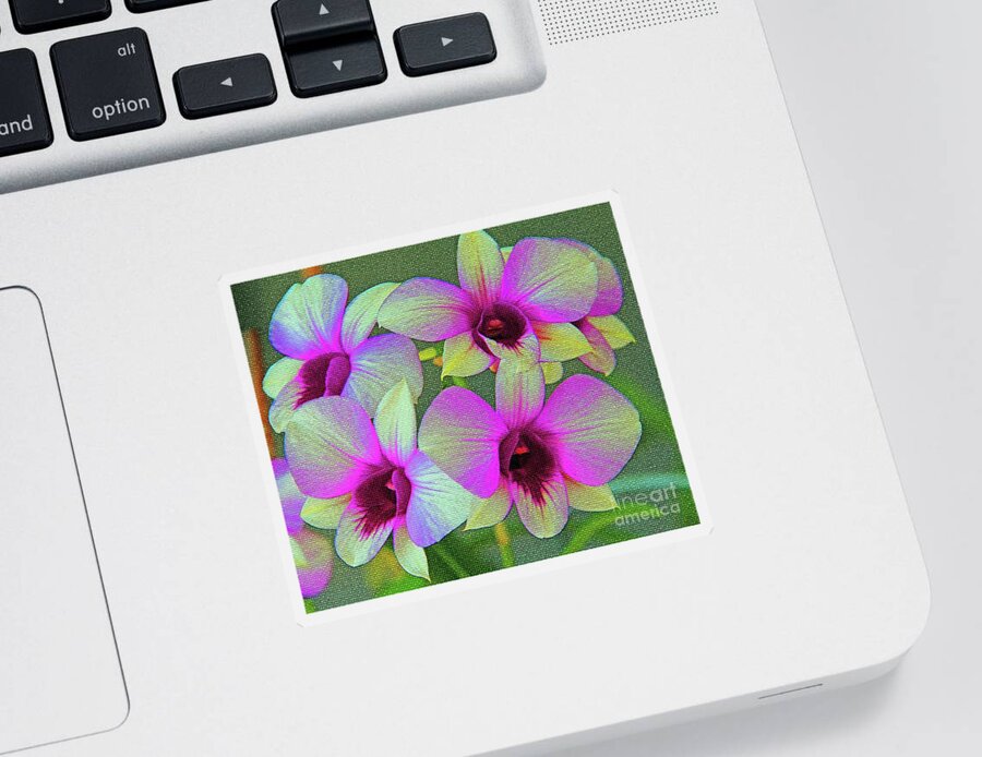 Orchids Sticker featuring the digital art Purple Orchids by Patti Powers