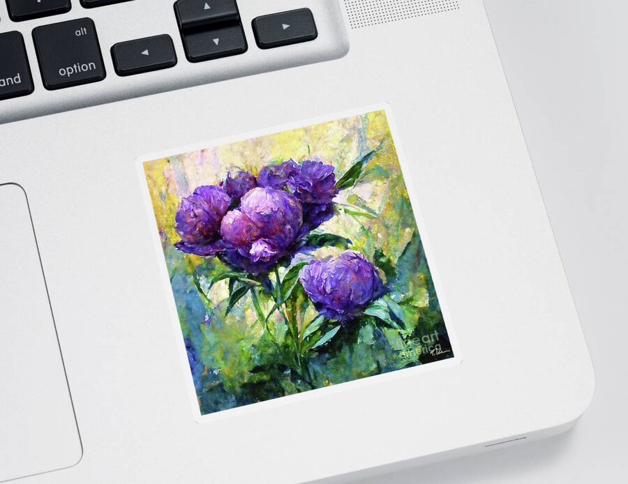 Purple Peony Sticker featuring the painting Purple Passion Peonies 2 by Tina LeCour