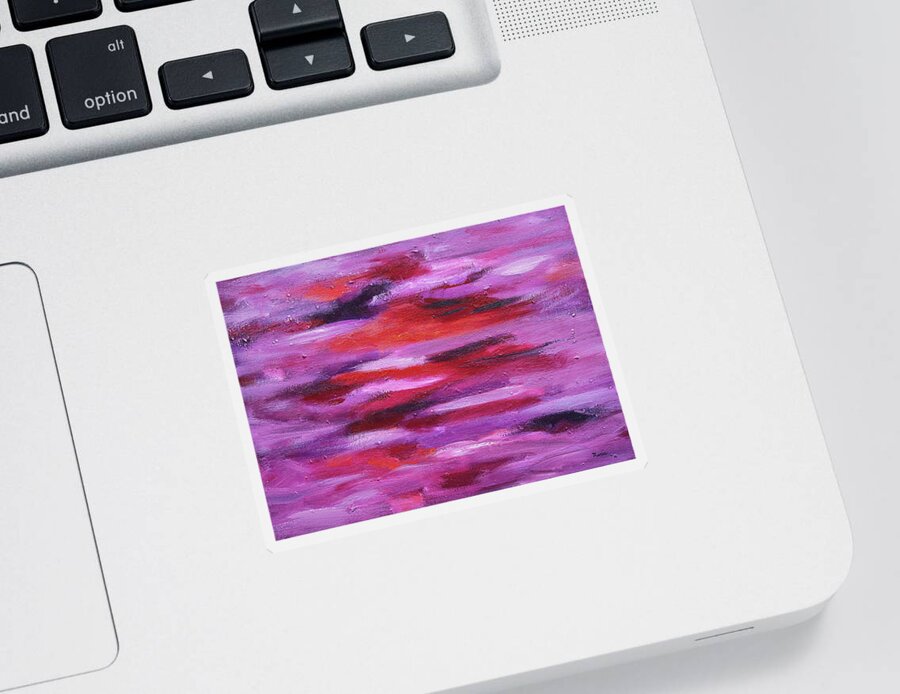 Abstract Seascape Sticker featuring the painting Purple Waves 3 by Maria Meester
