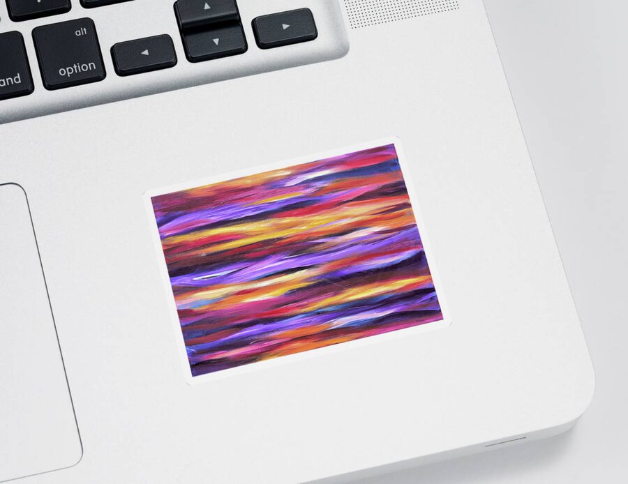 Abstract Waves Sticker featuring the painting Purple Waves by Maria Meester
