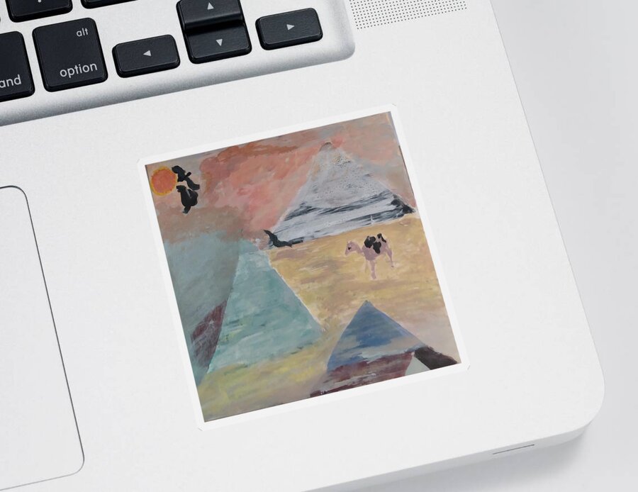 Pyramids Sticker featuring the painting Pyramids of the Sahara by Suzanne Berthier